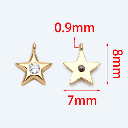 10pcs Gold/ Silver Star Charm 8x7mm, CZ Pave Tiny Star Pendant, Earring Findings, Jewelry Making, Diy Material, Jewelry Supplies (GB-162-E)