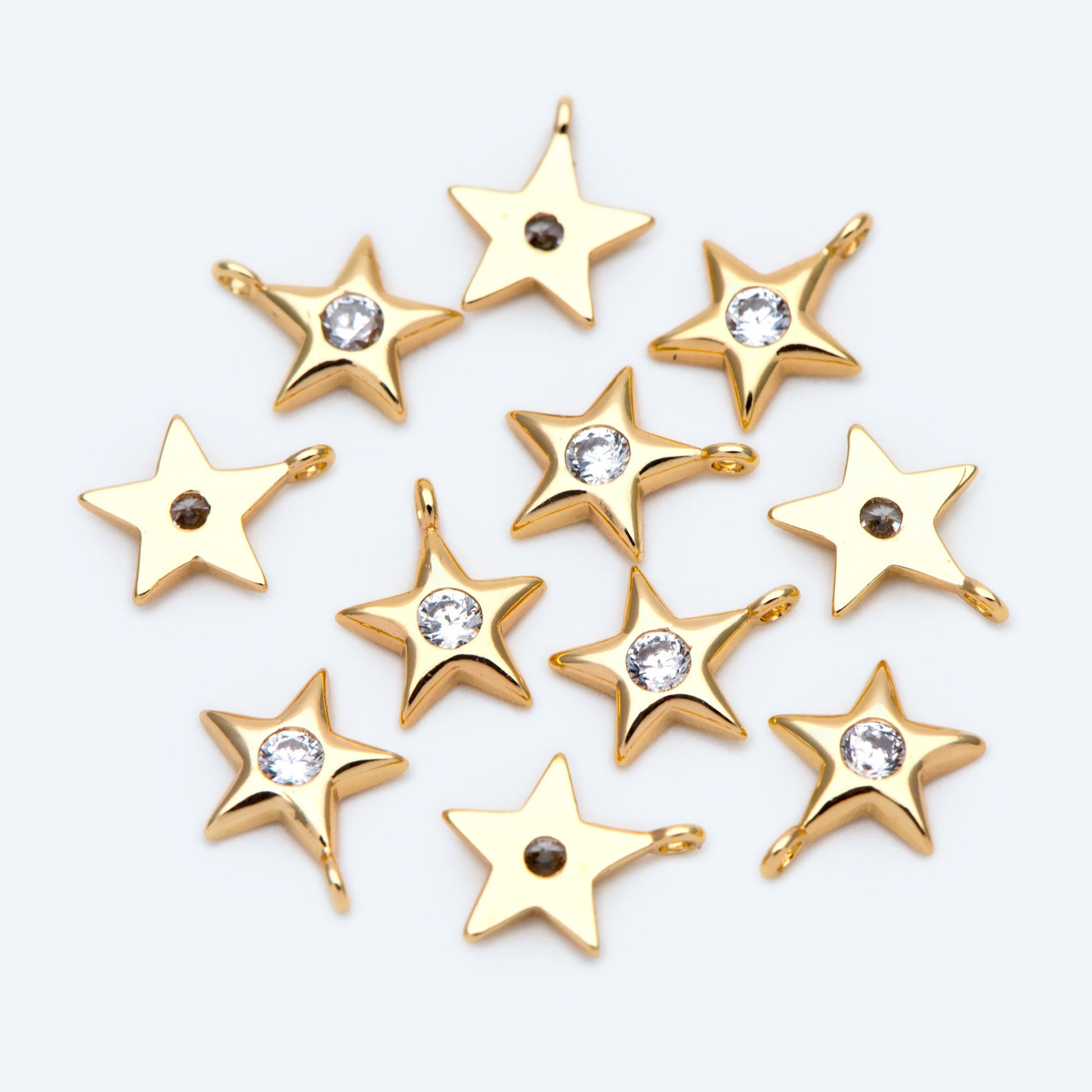 10pcs Gold/ Silver Star Charm 8x7mm, CZ Pave Tiny Star Pendant, Earring Findings, Jewelry Making, Diy Material, Jewelry Supplies (GB-162-E)