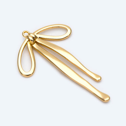 10pcs Gold/ Silver Bowknot Charms, 18K Gold/ Rhodium plated Brass Christmas Pendant (#GB-2745-F)