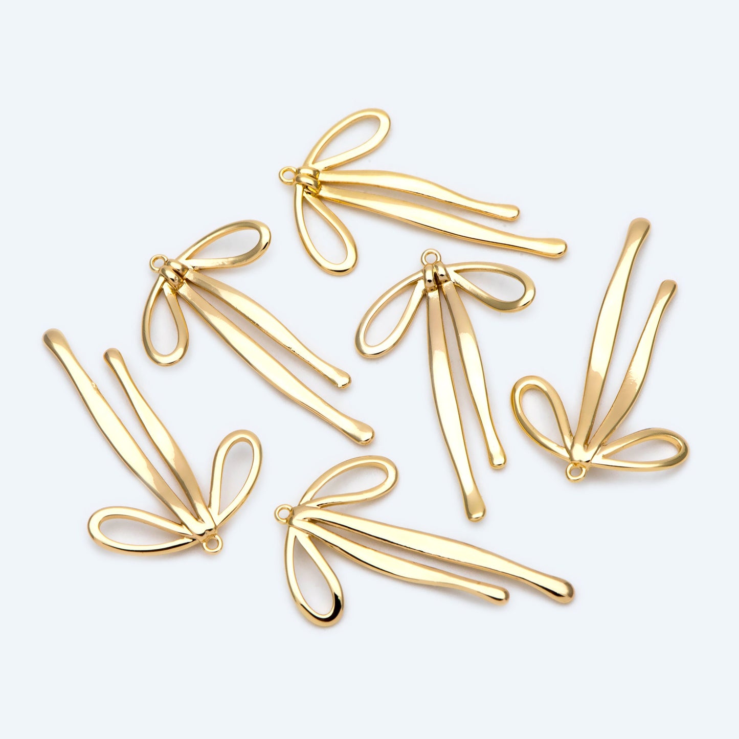 10pcs Gold/ Silver Bowknot Charms, 18K Gold/ Rhodium plated Brass Christmas Pendant (#GB-2745-F)