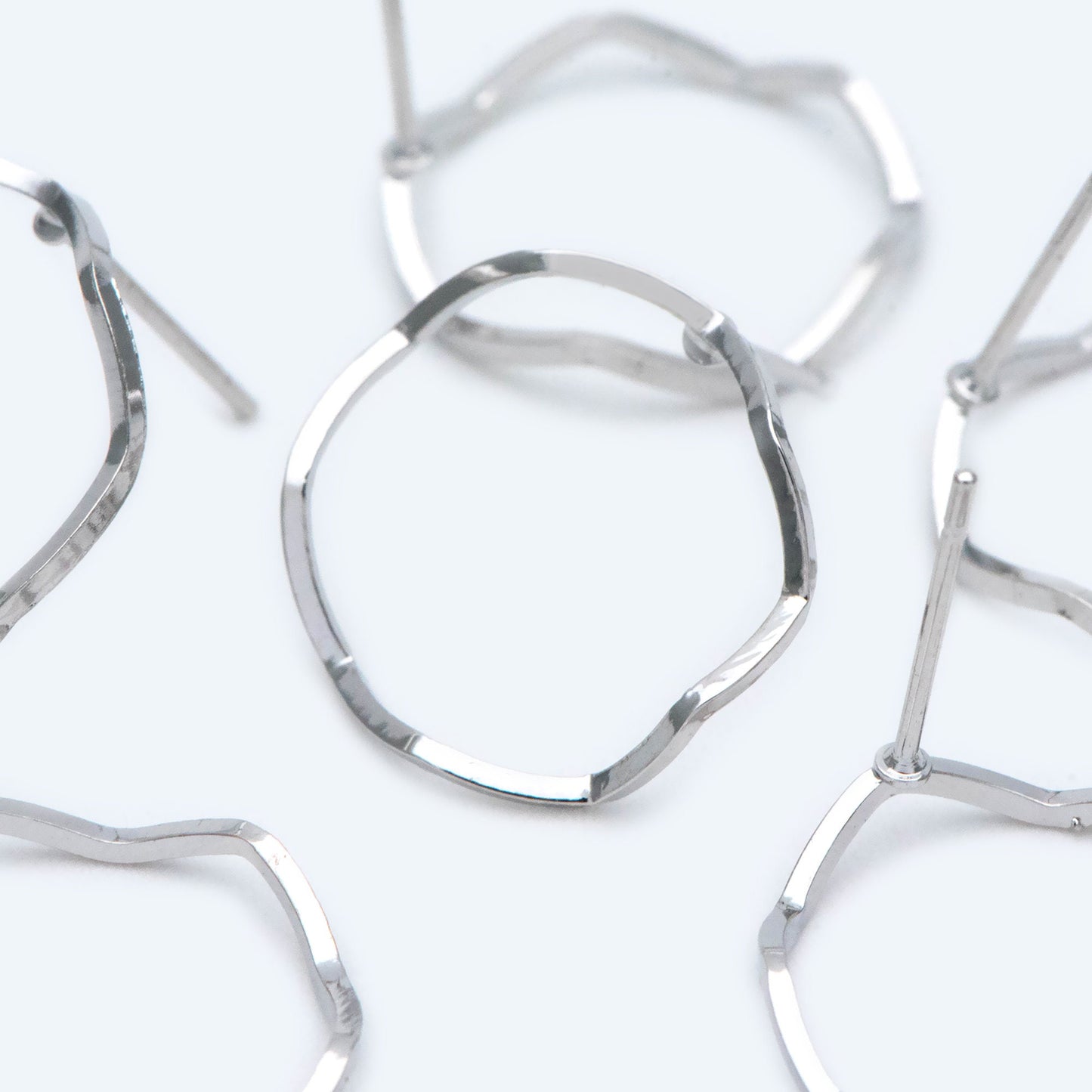 10pcs Round Loop Hoop Ear Posts, Rhodium plated Brass, Circle Stud Earring, DIY Ear Wire Findings (GB-688-2)