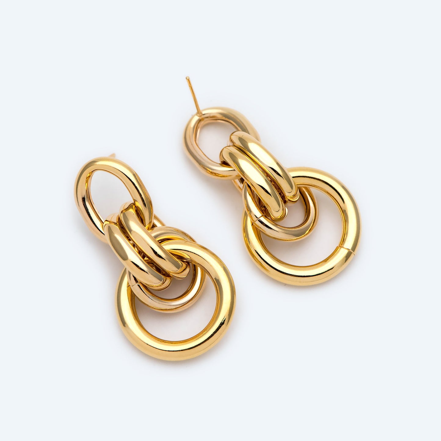 4pcs Gold / Silver Tone Thick Tube Hoops, Gold Hoop Earrings, Hollow Hoop Earrings, Chunky Hoops, Light Hoops (GB-1688)