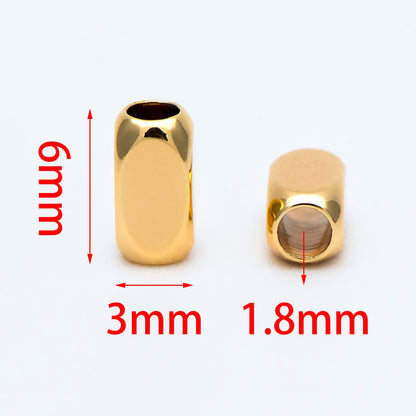 20pcs Gold Tube Beads 6x3mm, 18K Gold plated Brass, Oval Tube Spacer Beads (GB-1764)