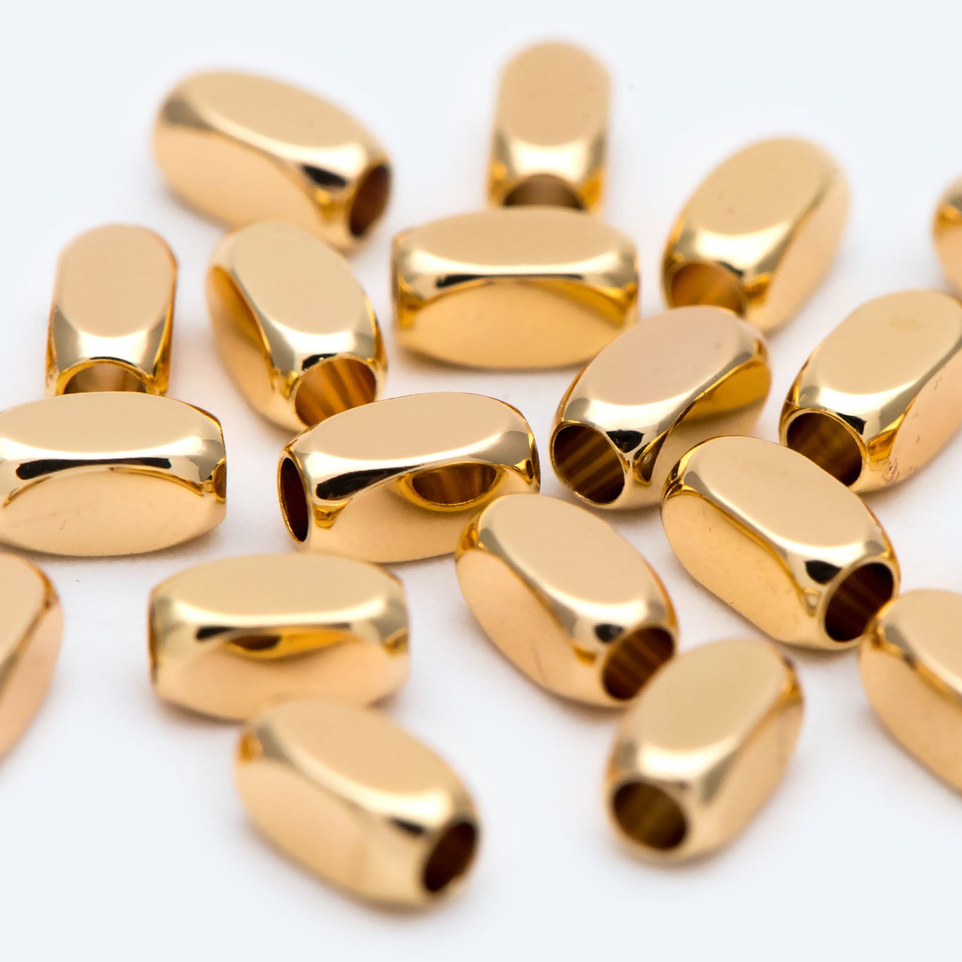 20pcs Gold Tube Beads 6x3mm, 18K Gold plated Brass, Oval Tube Spacer Beads (GB-1764)