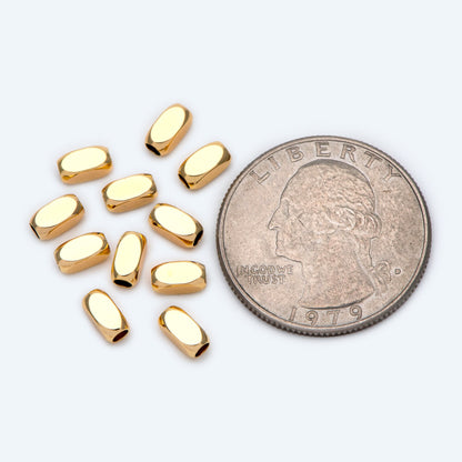 20pcs Gold Tube Beads 6x3mm, 18K Gold plated Brass, Oval Tube Spacer Beads (GB-1764)