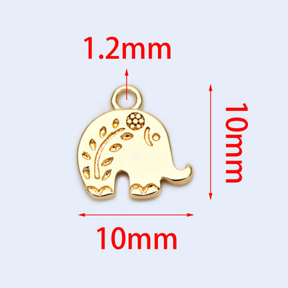 10pcs Gold Elephant Charm Pendant 10x10mm, Earring Findings, Jewelry Making, Diy Material, Jewelry Supplies (GB-1765)