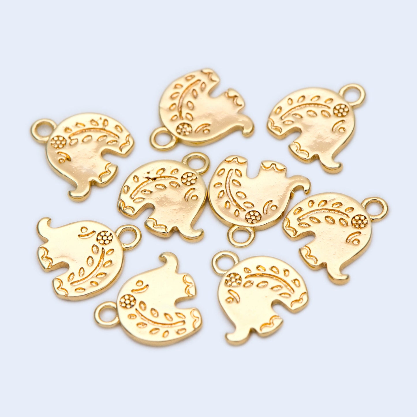 10pcs Gold Elephant Charm Pendant 10x10mm, Earring Findings, Jewelry Making, Diy Material, Jewelry Supplies (GB-1765)