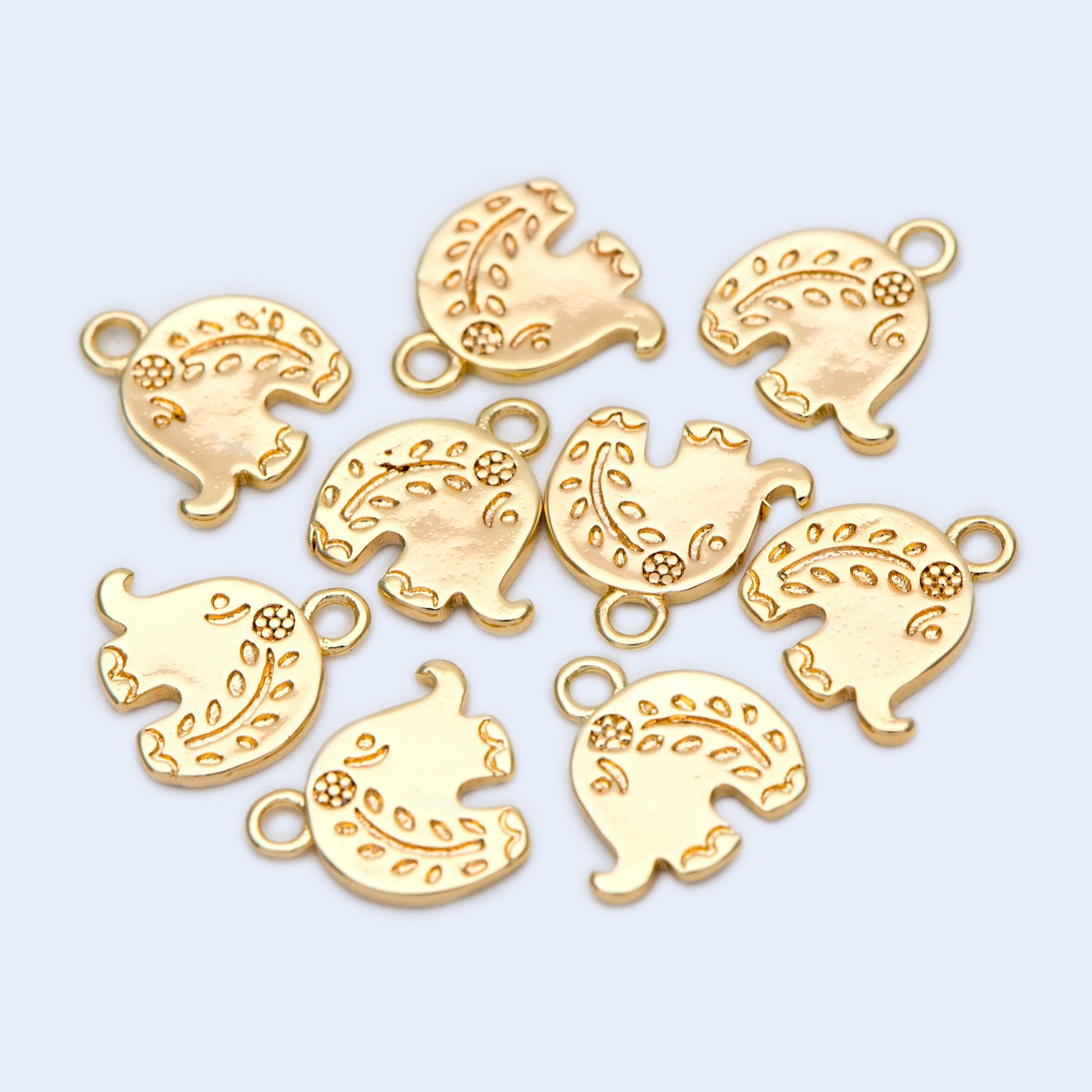 10pcs Gold Elephant Charm Pendant 10x10mm, Earring Findings, Jewelry Making, Diy Material, Jewelry Supplies (GB-1765)
