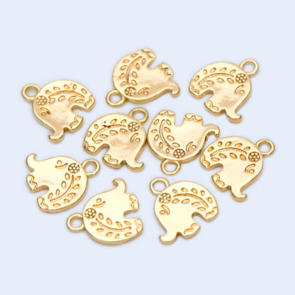 10pcs Gold Elephant Charm Pendant 10x10mm, Earring Findings, Jewelry Making, Diy Material, Jewelry Supplies (GB-1765)