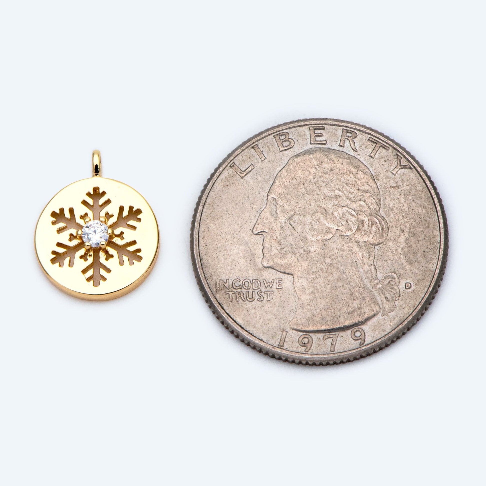 4pcs CZ Pave Gold Snowflake Charms, Brass Snowflake Findings, Snowflake Necklace, Christmas Gift, Gold Plated Findings (GB-3486-D)