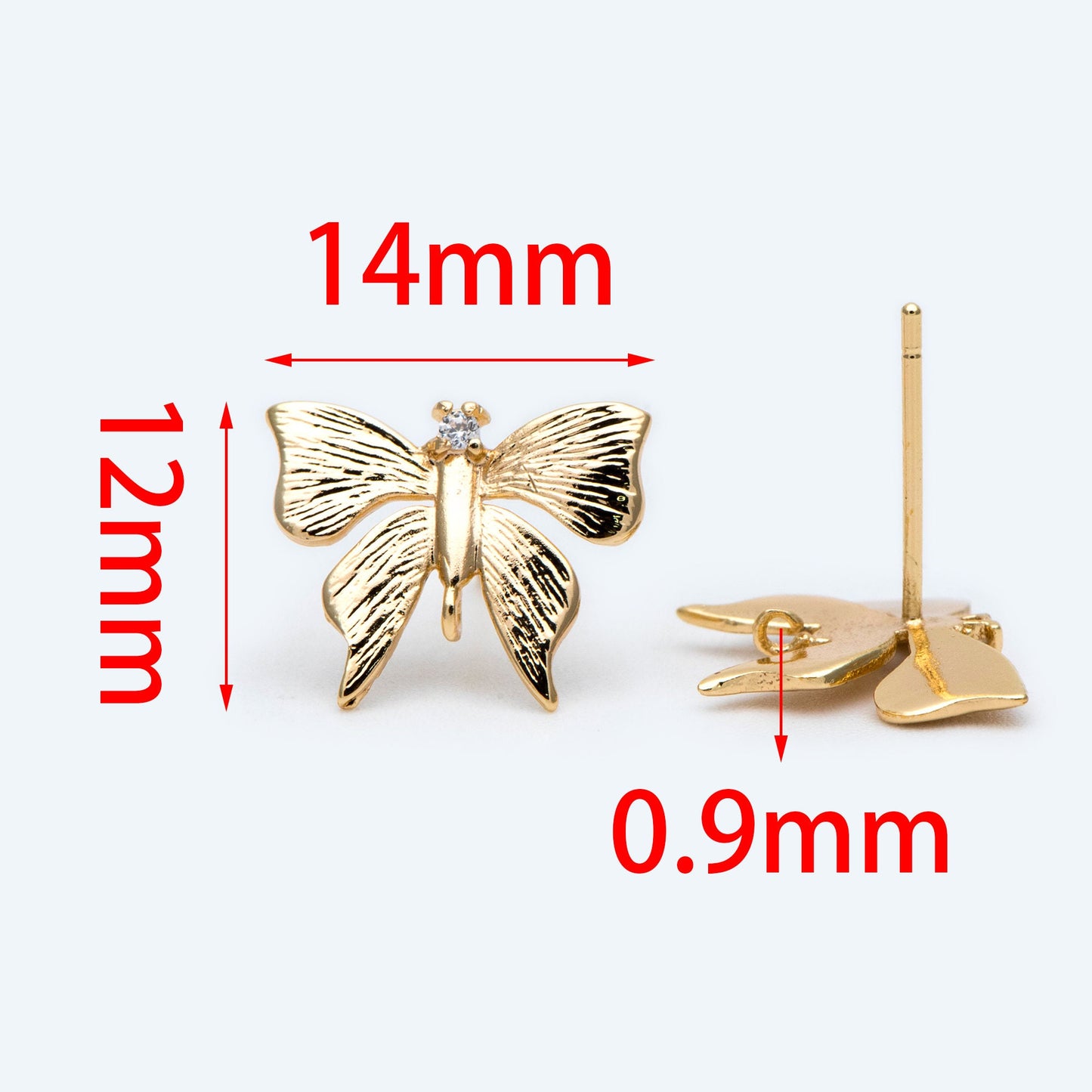 10pcs Gold Butterfly Earring With Loop, DIY Earring Components, Jewelry Making Supplies (GB-1717)