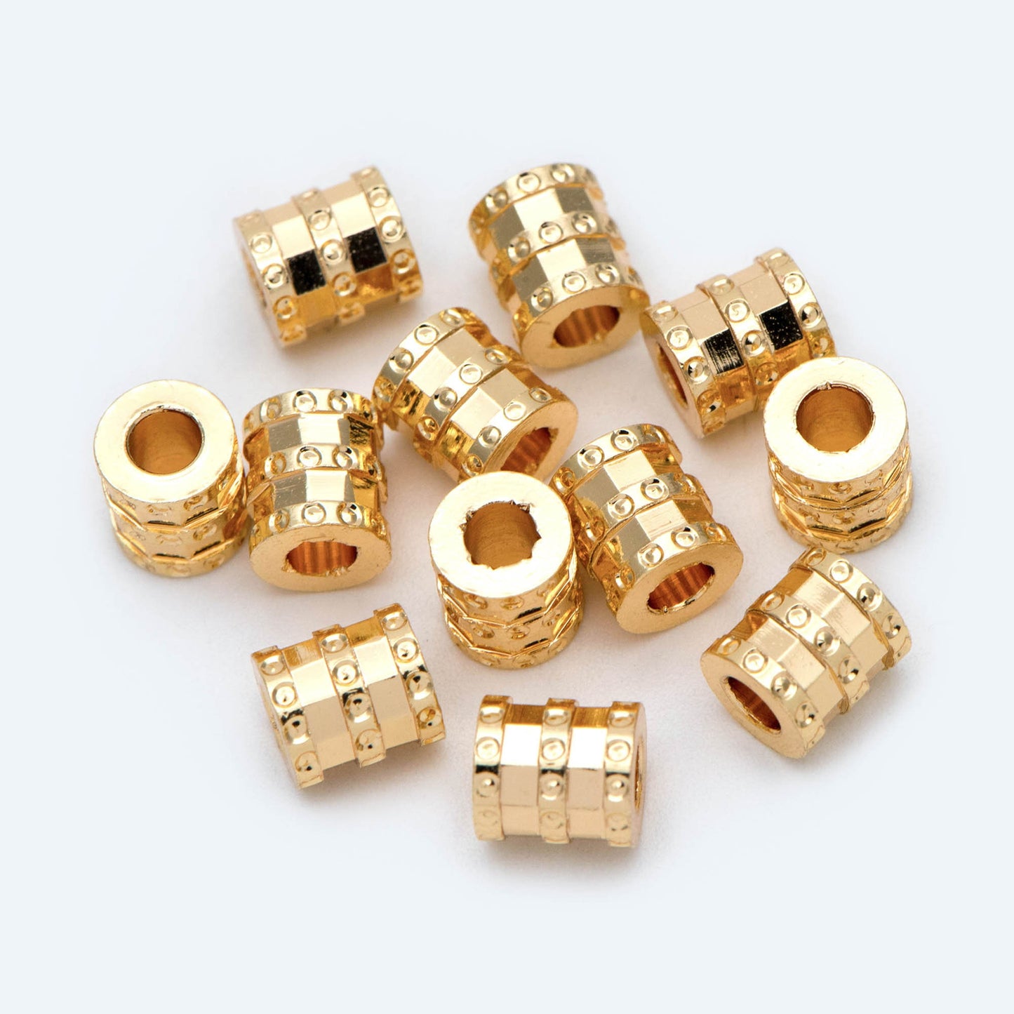 10pcs Gold Tube Beads 7x6mm, 18K Gold plated Brass, Tube Spacer Beads (GB-1783)