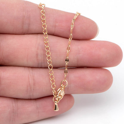 Gold plated Stainless Steel Chain Necklaces 2mm, Finished Necklace with Extender Chain, 16-18 Inch Adjustable, Ready to Wear (#LK-450-1)