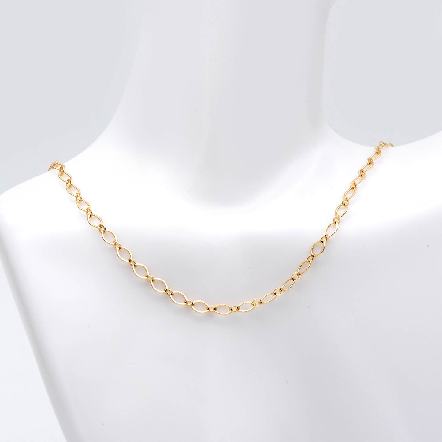 Gold plated Brass Oval Chains, 3.6x5.2mm, 18K Gold plated Brass Chains (#LK-445)/ 1 Meter=3.3 ft