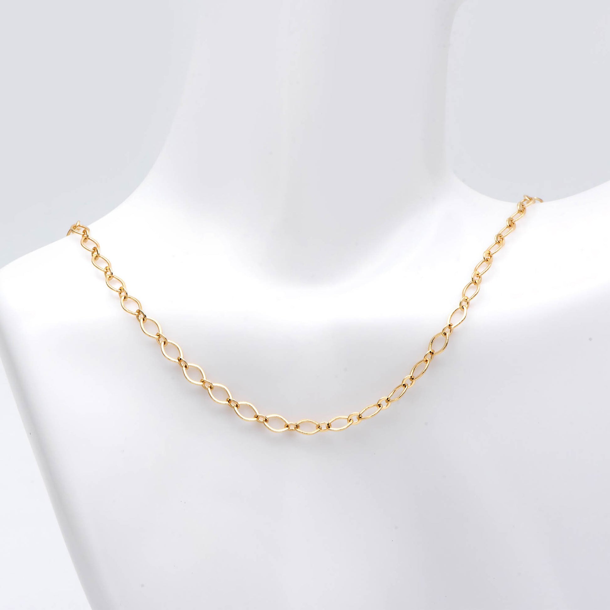 Gold plated Brass Oval Chains, 3.6x5.2mm, 18K Gold plated Brass Chains (#LK-445)/ 1 Meter=3.3 ft