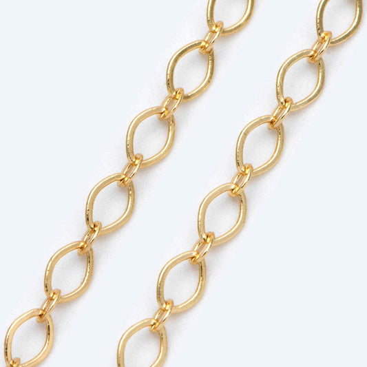 Gold plated Brass Oval Chains, 3.6x5.2mm, 18K Gold plated Brass Chains (#LK-445)/ 1 Meter=3.3 ft