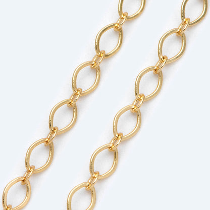 Gold plated Brass Oval Chains, 3.6x5.2mm, 18K Gold plated Brass Chains (#LK-445)/ 1 Meter=3.3 ft
