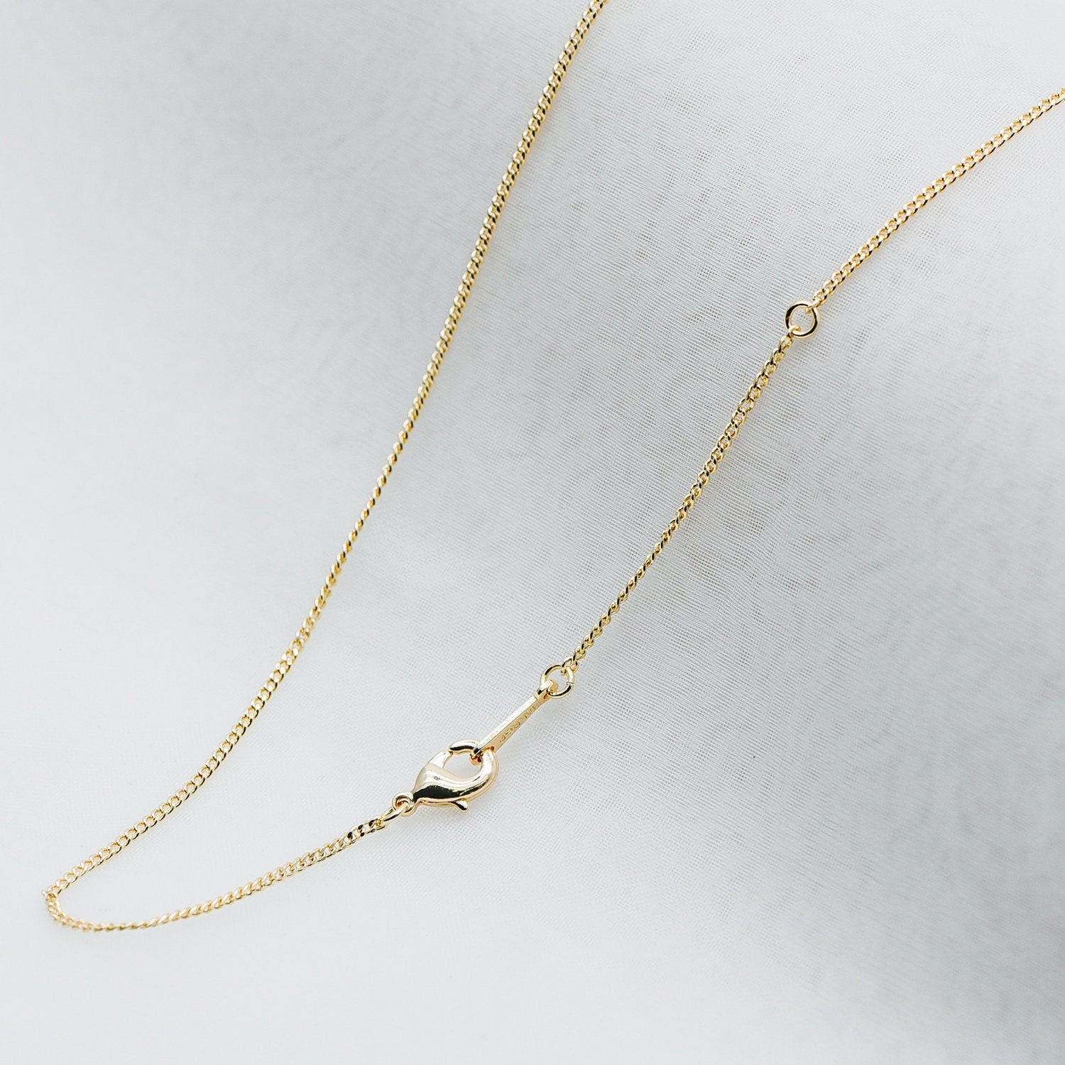 Gold/ Silver Dainty Curb Chains, Gold/ Rhodium plated Brass Finished Necklace, 16.5/ 17.5/ 20 Inches Adjustable, Ready to Wear (#LK-199)