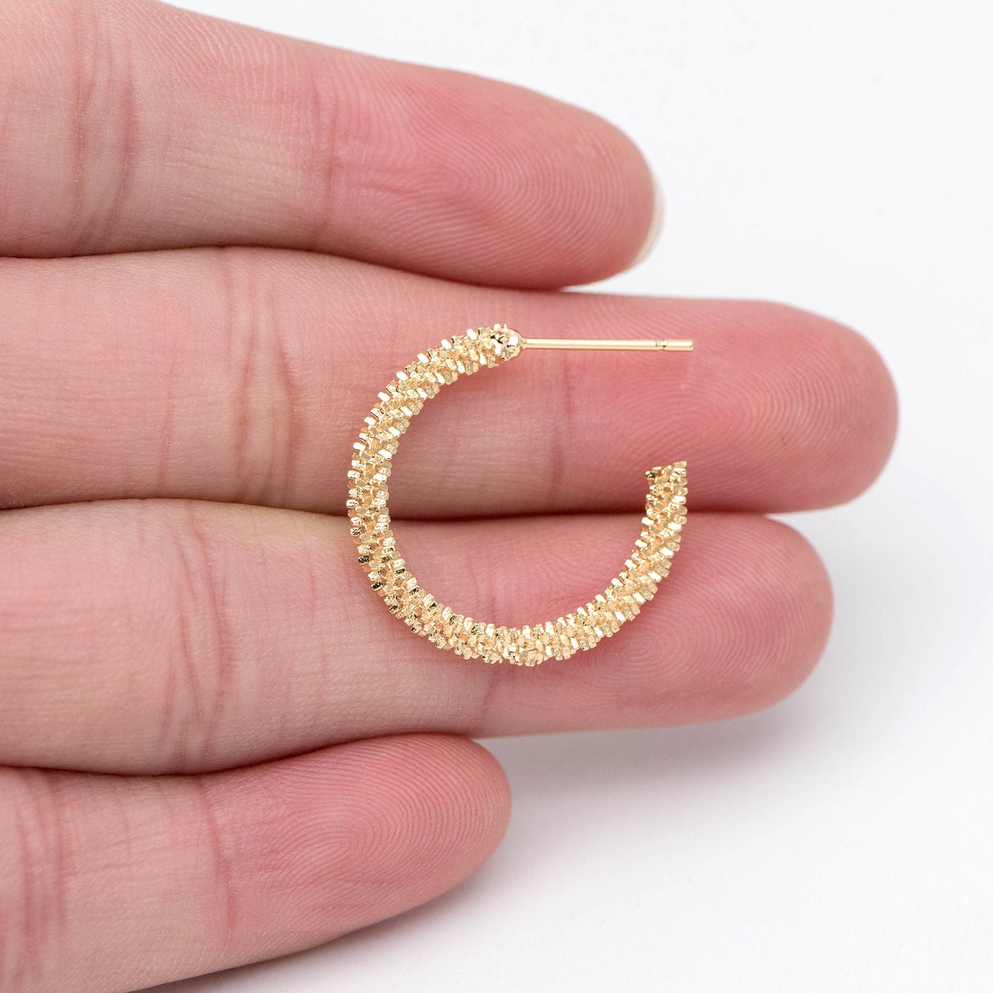 10pcs Gold/ Silver Earring Studs 23mm, 18K Gold/ Rhodium plated Brass, Round Circle Earring (GB-1798)