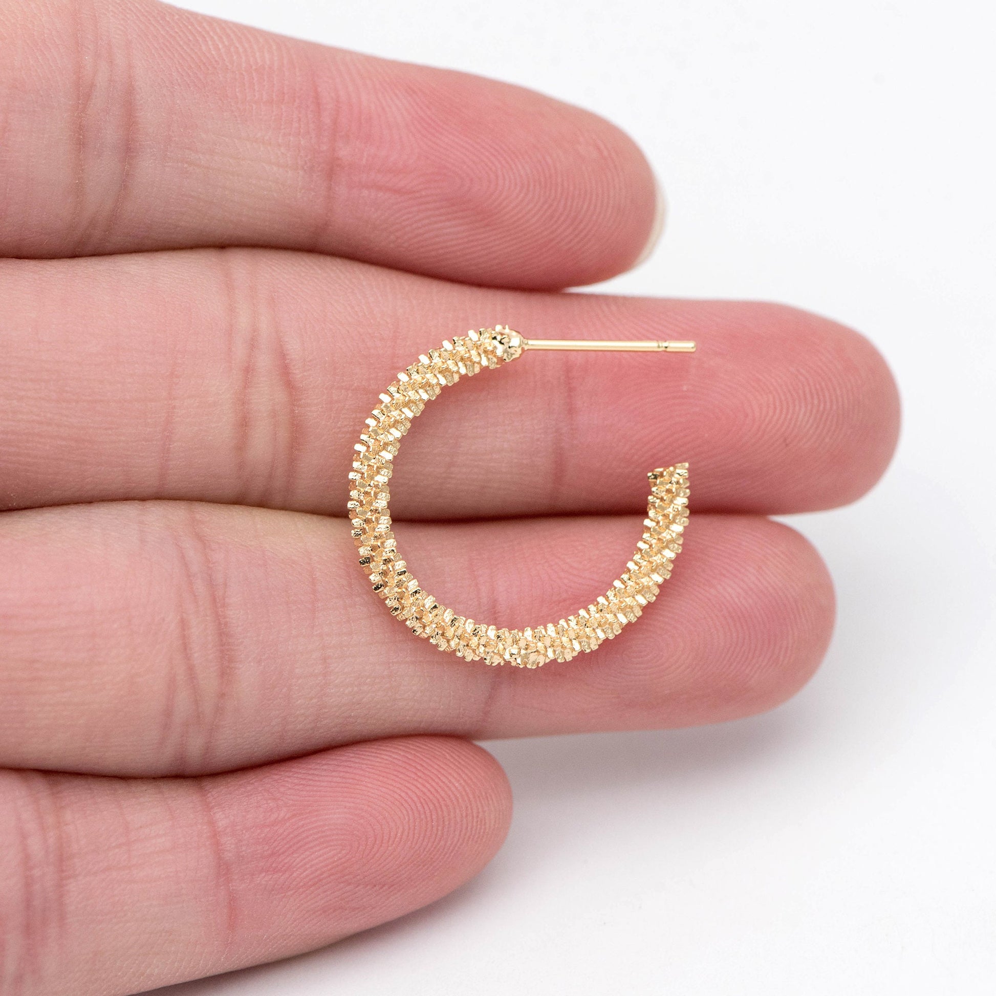 10pcs Gold/ Silver Earring Studs 23mm, 18K Gold/ Rhodium plated Brass, Round Circle Earring (GB-1798)