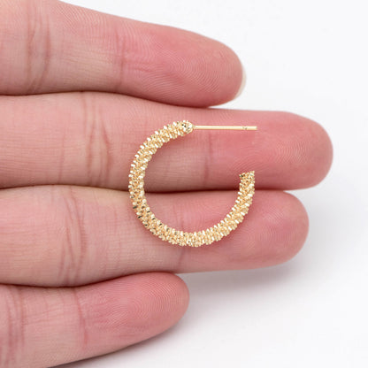 10pcs Gold/ Silver Earring Studs 23mm, 18K Gold/ Rhodium plated Brass, Round Circle Earring (GB-1798)