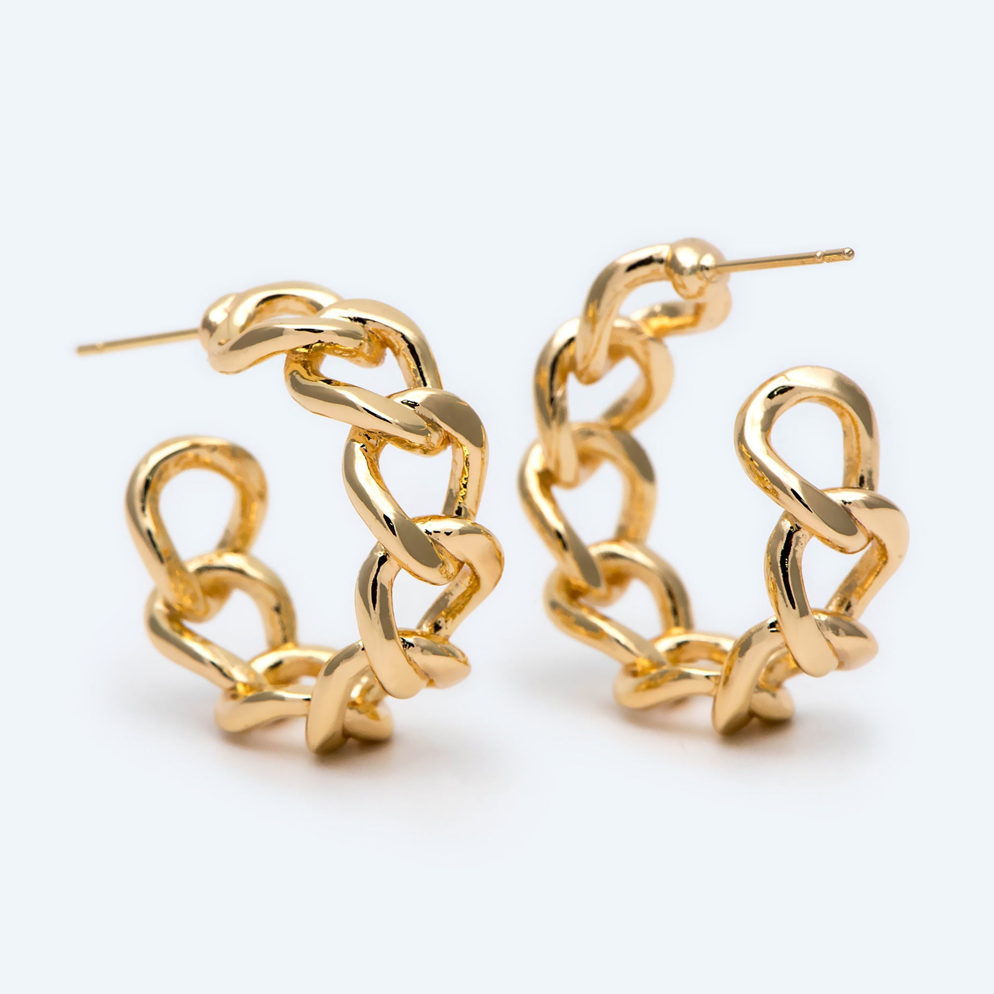 10pcs Chunky Gold/ Silver Hoops, Gold/ Silver Chain Hoops, Thick Hoop Earrings, Twist Hoop Earrings (GB-1801)