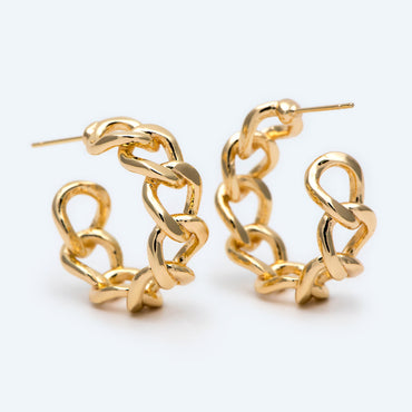 10pcs Chunky Gold/ Silver Hoops, Gold/ Silver Chain Hoops, Thick Hoop Earrings, Twist Hoop Earrings (GB-1801)