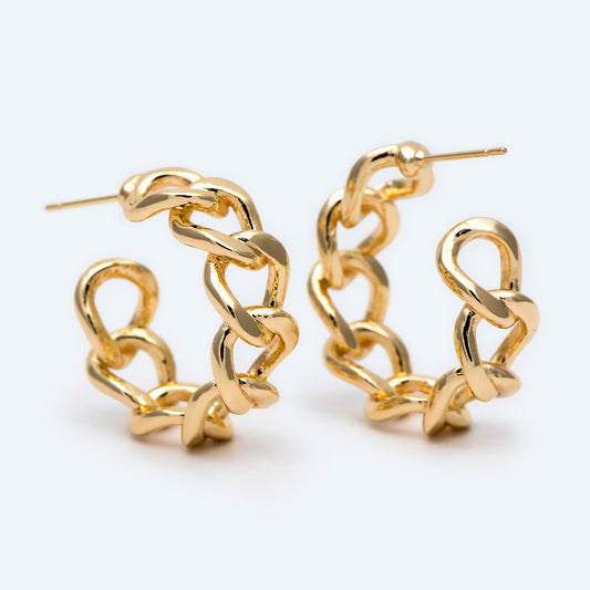 10pcs Chunky Gold/ Silver Hoops, Gold/ Silver Chain Hoops, Thick Hoop Earrings, Twist Hoop Earrings (GB-1801)