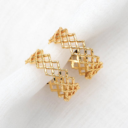 10pcs Gold/ Silver Tone Hoop Earrings, Geometric Round Stud Earrings (GB-1802)