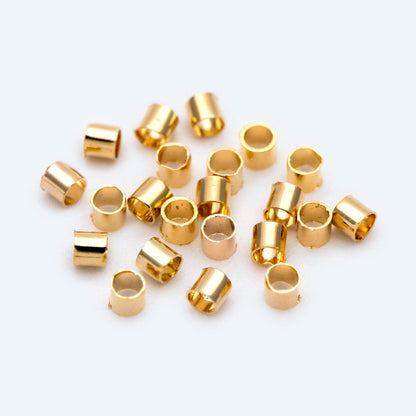 200pcs Round Tube Crimp Beads 2x1.8mm, 18K Gold plated Brass, Jewelry Making Supplies Wholesale (GB-1727)