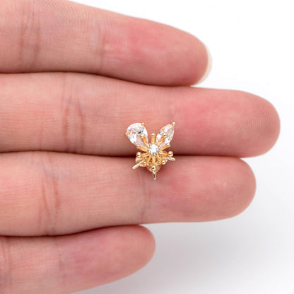 4pcs Gold Flower Ear Posts 12x10mm, Pearl Peg Earring Mounts, Foral Stud Earrings with Peg (GB-1728)