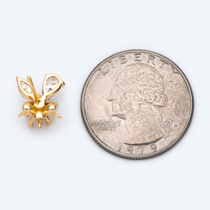 4pcs Gold Flower Ear Posts 12x10mm, Pearl Peg Earring Mounts, Foral Stud Earrings with Peg (GB-1728)