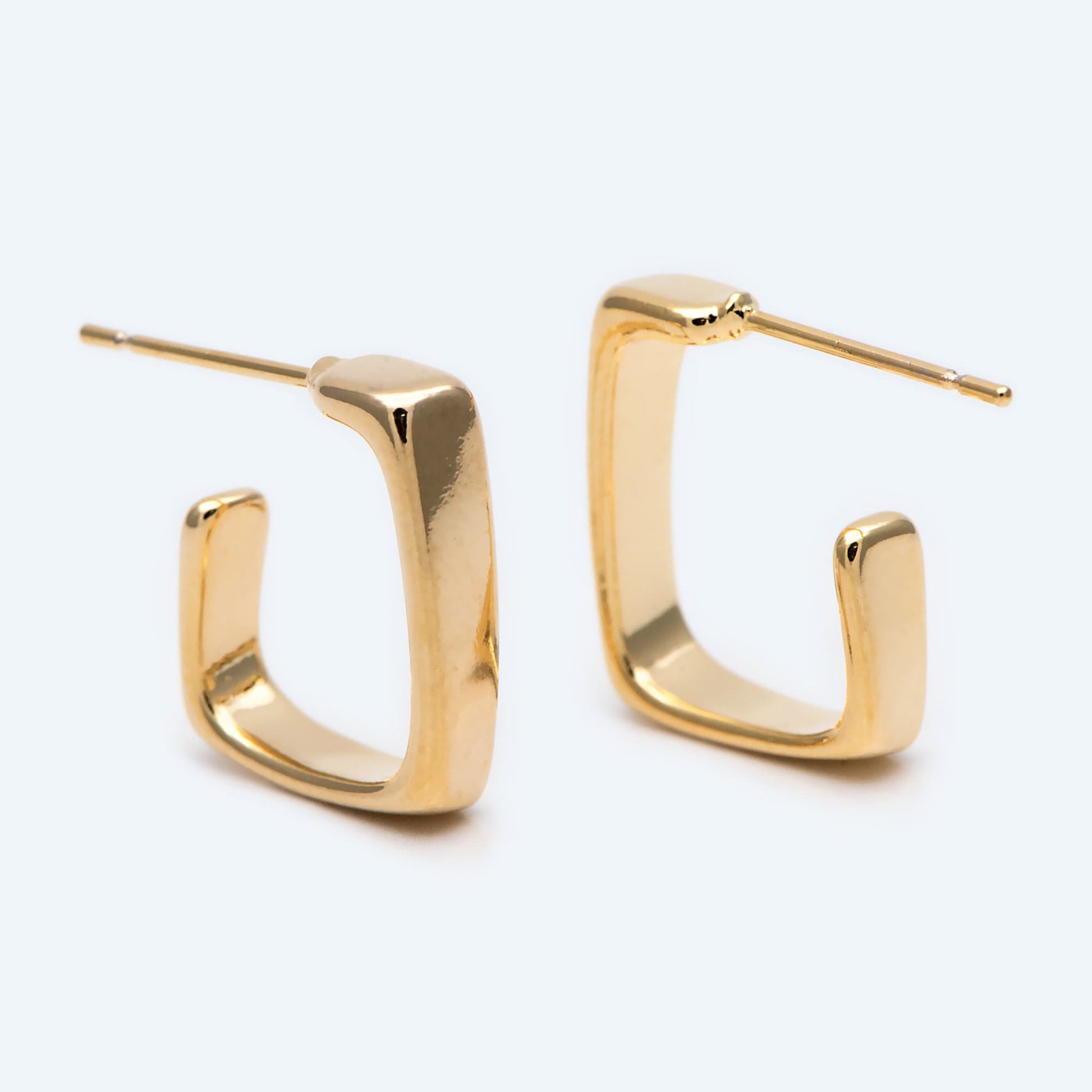 10pcs Gold/ Silver tone Square Ear Posts 16x17mm, 18K Real Gold Plated Brass, Geometric Earring Studs (GB-1799)