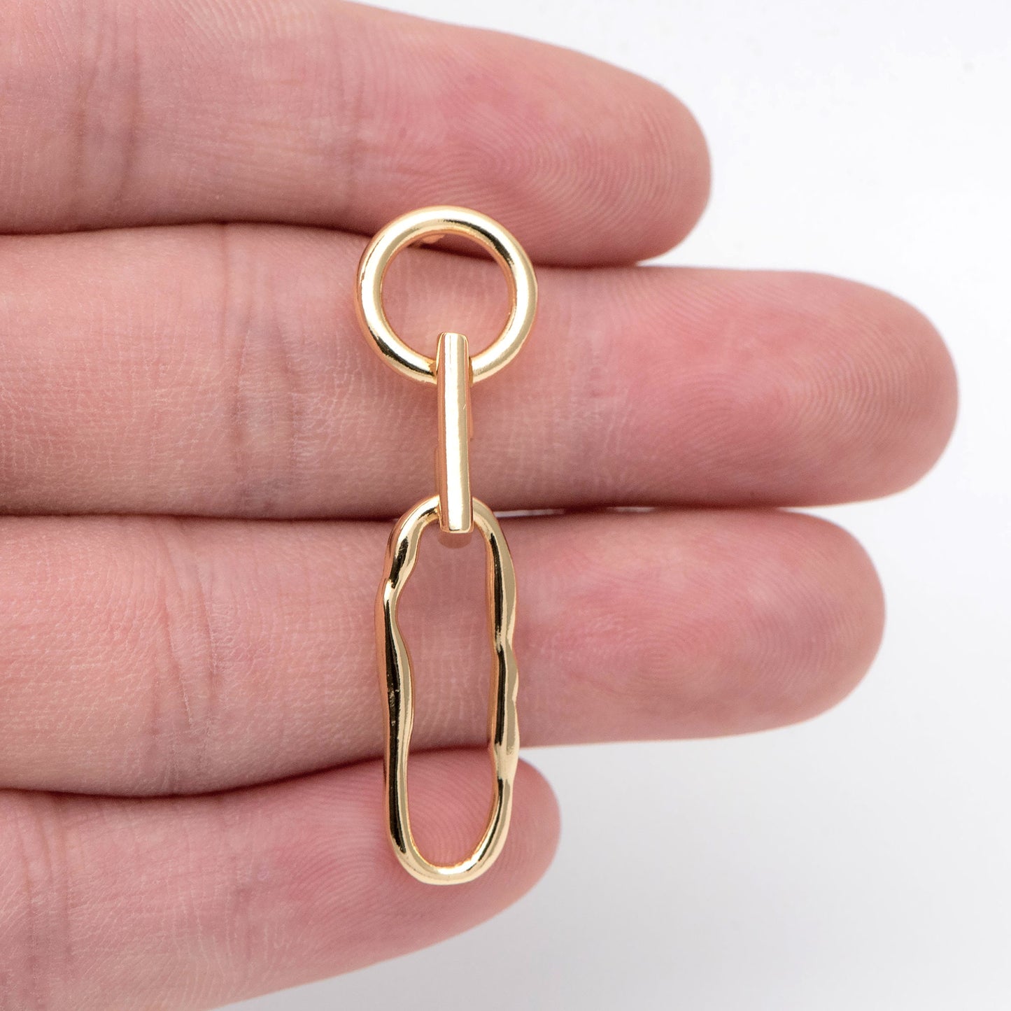 10pcs Long Oval Ear Posts, 18K Gold plated Brass, Minimalist Earrings (GB-1823)