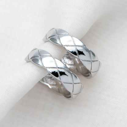 10pcs Silver tone Round Circle Ear Posts 28mm, Rhodium plated Brass, Geometric Hoop Stud Earrings (GB-1797-2)