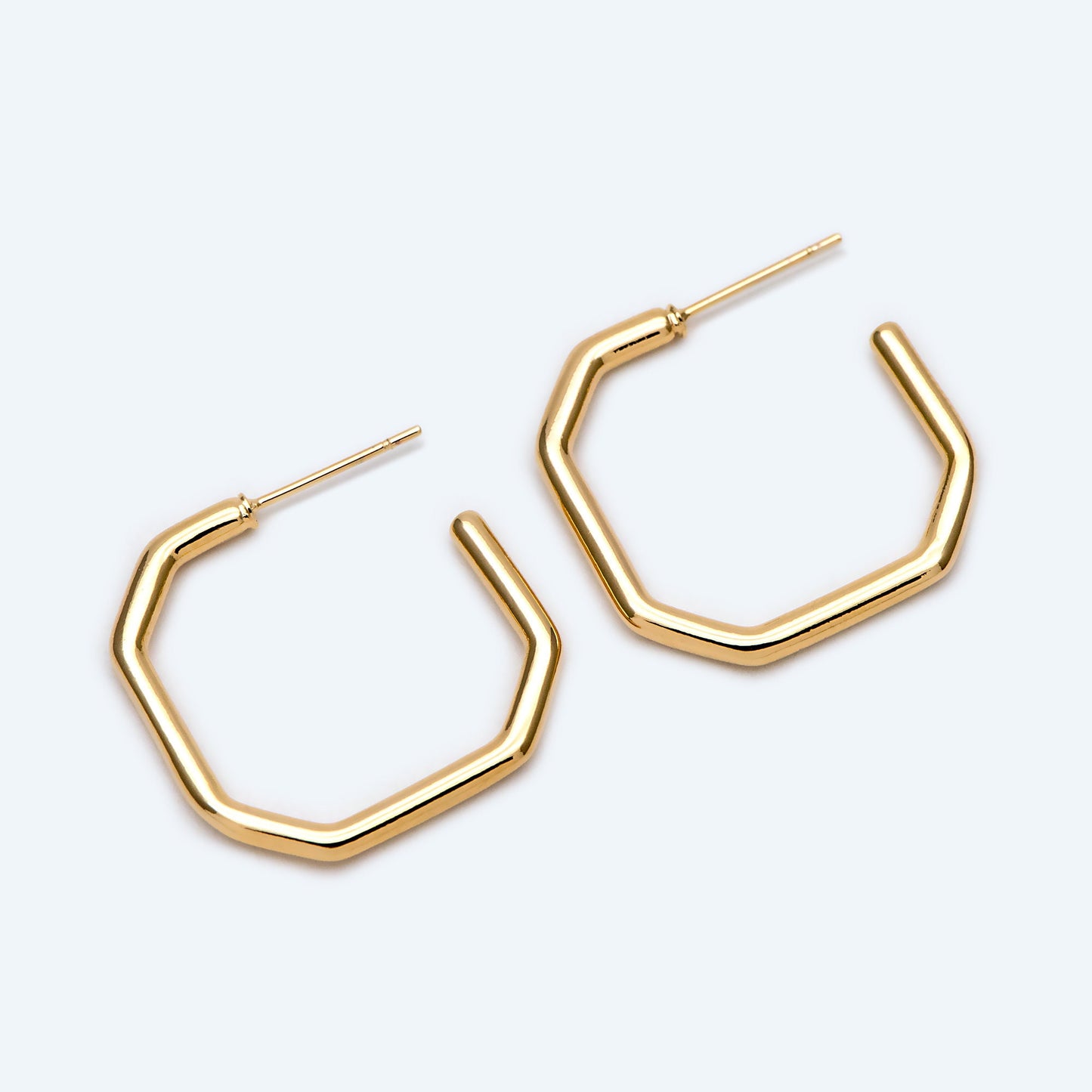 10pcs Gold Square Ear Posts, 18K Real Gold Plated Brass, Geometric Earring Studs (GB-1828)