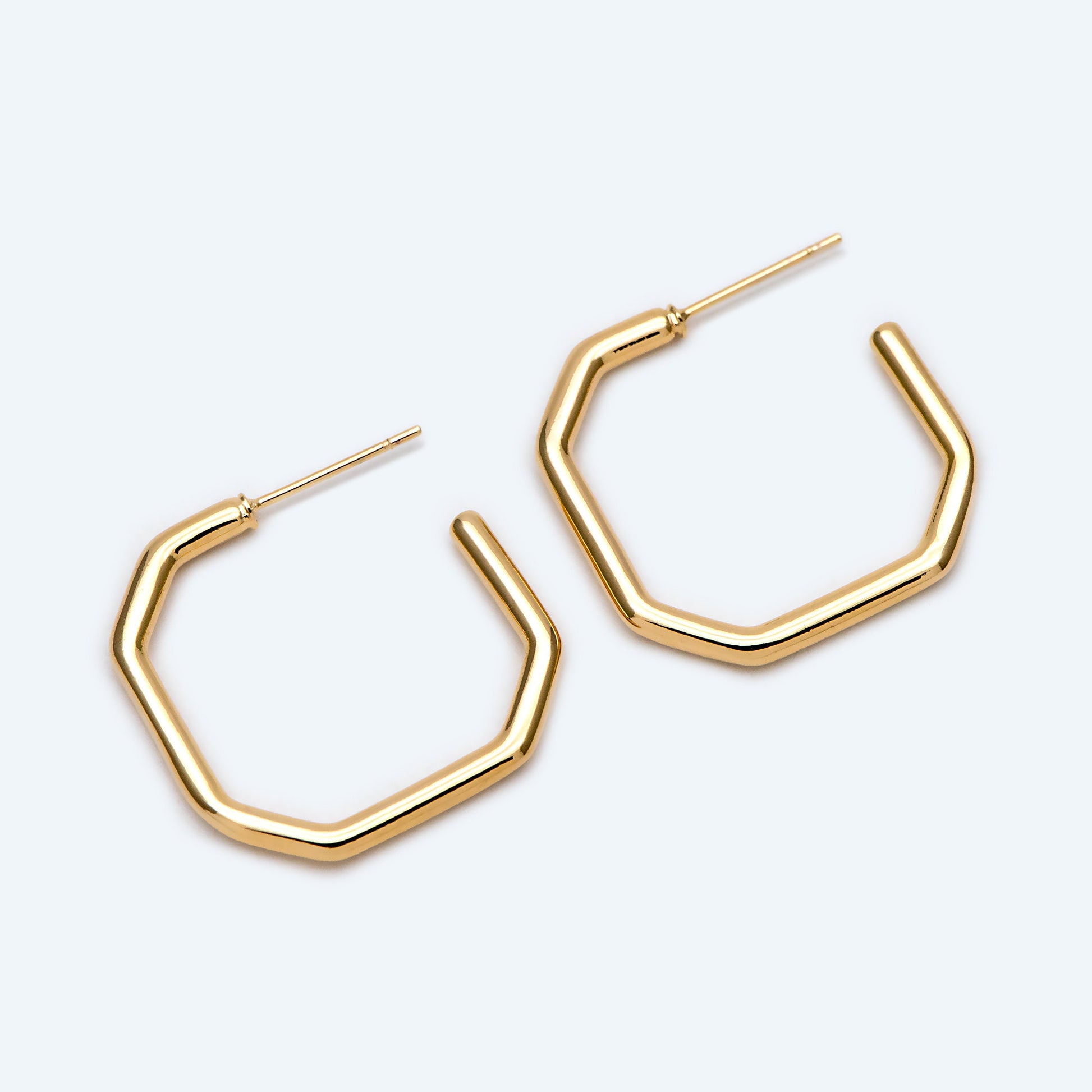 10pcs Gold Square Ear Posts, 18K Real Gold Plated Brass, Geometric Earring Studs (GB-1828)
