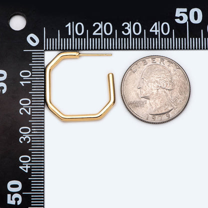 10pcs Gold Square Ear Posts, 18K Real Gold Plated Brass, Geometric Earring Studs (GB-1828)