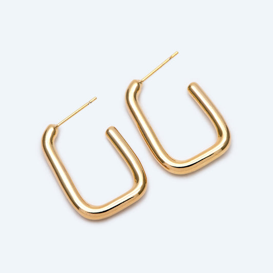 10pcs Gold/ Silver tone U-Shape earring, Geometric earring posts, Oval Hoop stud earrings (GB-1836)