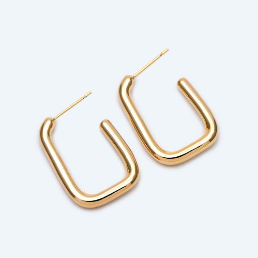 10pcs Gold/ Silver tone U-Shape earring, Geometric earring posts, Oval Hoop stud earrings (GB-1836)