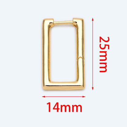 4pcs Gold/ Silver Tone Rectangle Leverback Ear Hooks 25x14mm, 18K gold/ rhodium plated on Brass, Earring Hoop Components (GB-1784)