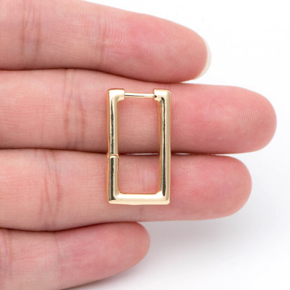 4pcs Gold/ Silver Tone Rectangle Leverback Ear Hooks 25x14mm, 18K gold/ rhodium plated on Brass, Earring Hoop Components (GB-1784)