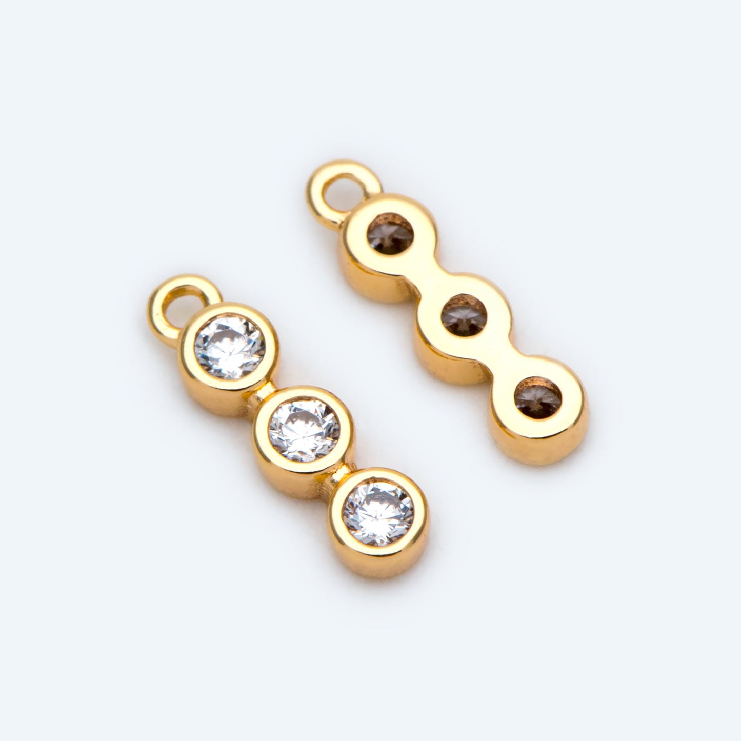 10pcs Gold CZ pave Bar Charm, 11x3mm, Zircon Charms, White Stone Charms (GB-1734-1)
