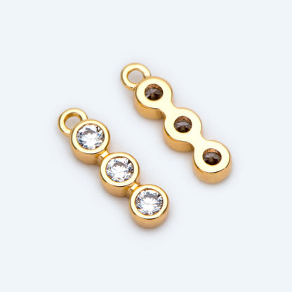 10pcs Gold CZ pave Bar Charm, 11x3mm, Zircon Charms, White Stone Charms (GB-1734-1)