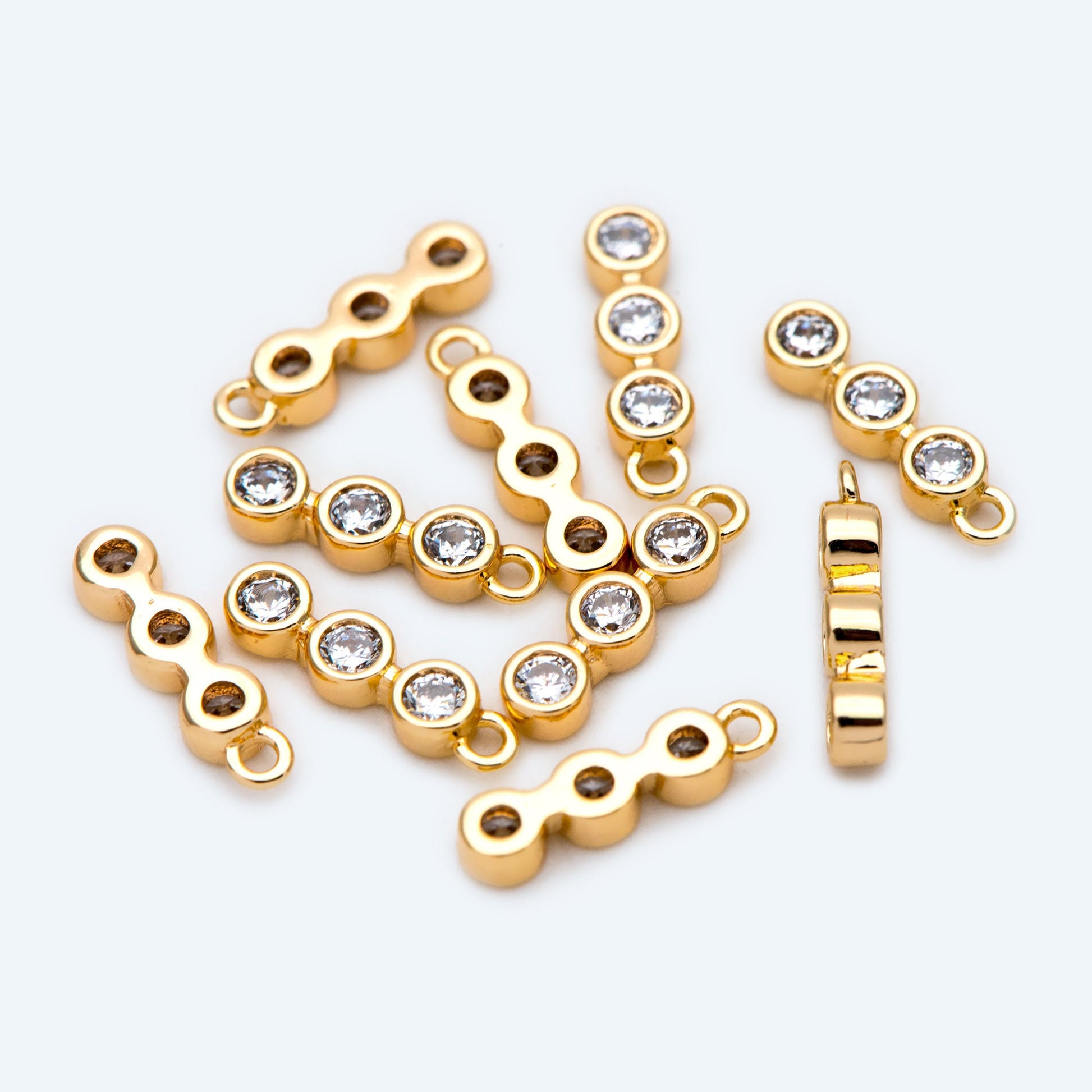 10pcs Gold CZ pave Bar Charm, 11x3mm, Zircon Charms, White Stone Charms (GB-1734-1)