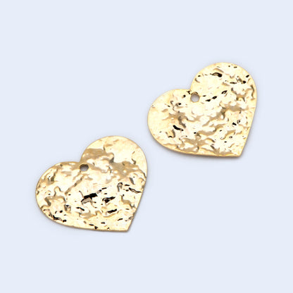 10pcs Hammered Heart Charm, Earring Findings, Jewelry Making, Diy Material, Jewelry Supplies (GB-1422-E)
