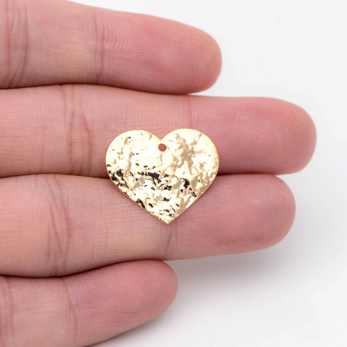 10pcs Hammered Heart Charm, Earring Findings, Jewelry Making, Diy Material, Jewelry Supplies (GB-1422-E)