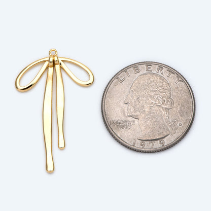 10pcs Gold/ Silver Bowknot Charms, 18K Gold/ Rhodium plated Brass Christmas Pendant (#GB-2745-F)