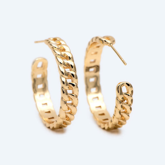 10pcs Chunky Gold/ Silver Hoops, Gold/ Silver Chain Hoops, Thick Hoop Earrings, Hoop Earrings (GB-1803)