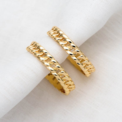 10pcs Chunky Gold/ Silver Hoops, Gold/ Silver Chain Hoops, Thick Hoop Earrings, Hoop Earrings (GB-1803)